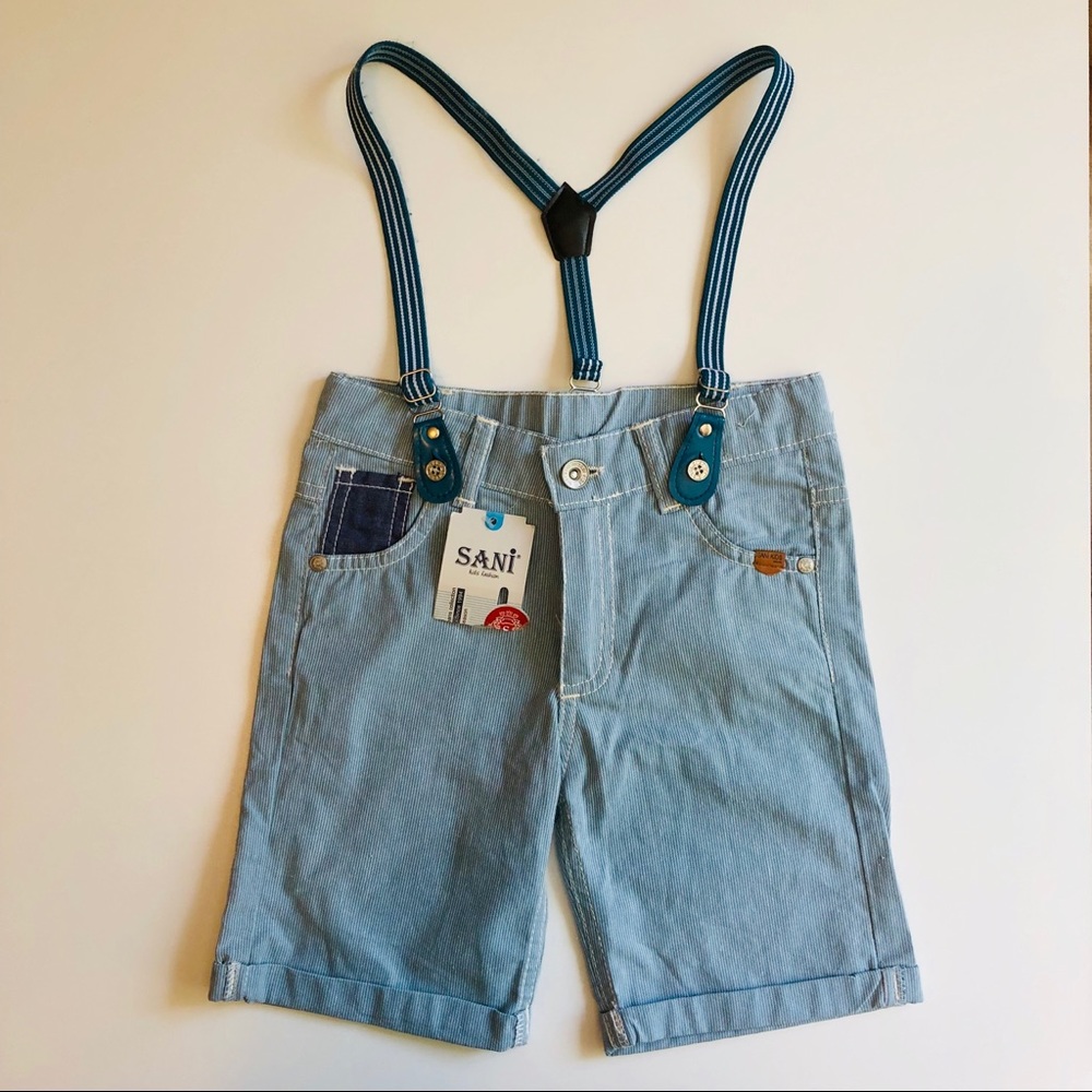 Sani Kids, boys pinstriped suspender shorts